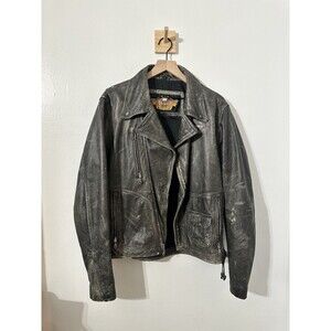 Harley Davidson Genuine Leather Motorcycle Jacket Distressed Vintage Eagle Large